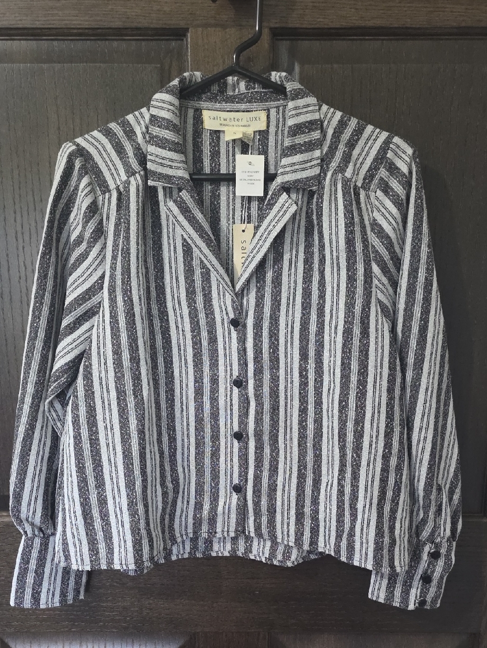 Anthrolpologie saltwater LUXE Vertical Stripe Button-Up Top